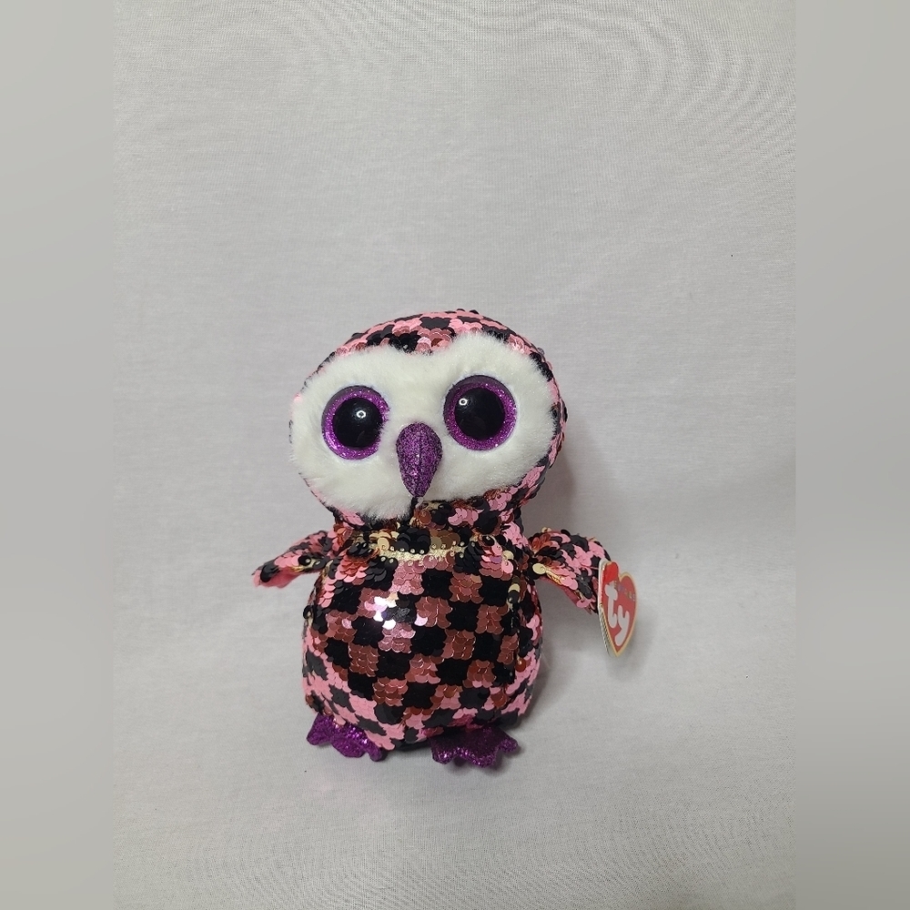 TY Flippables Sequin Plush - CHECKS the Owl (6 inch) - MWMTs  Beanie Boos